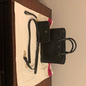 Like new Tory Burch black handbag with matching wallet